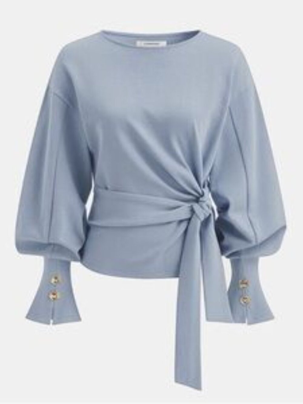 NWT Commense Blue Twist Knot Tie Top with Gold Button Cuffs